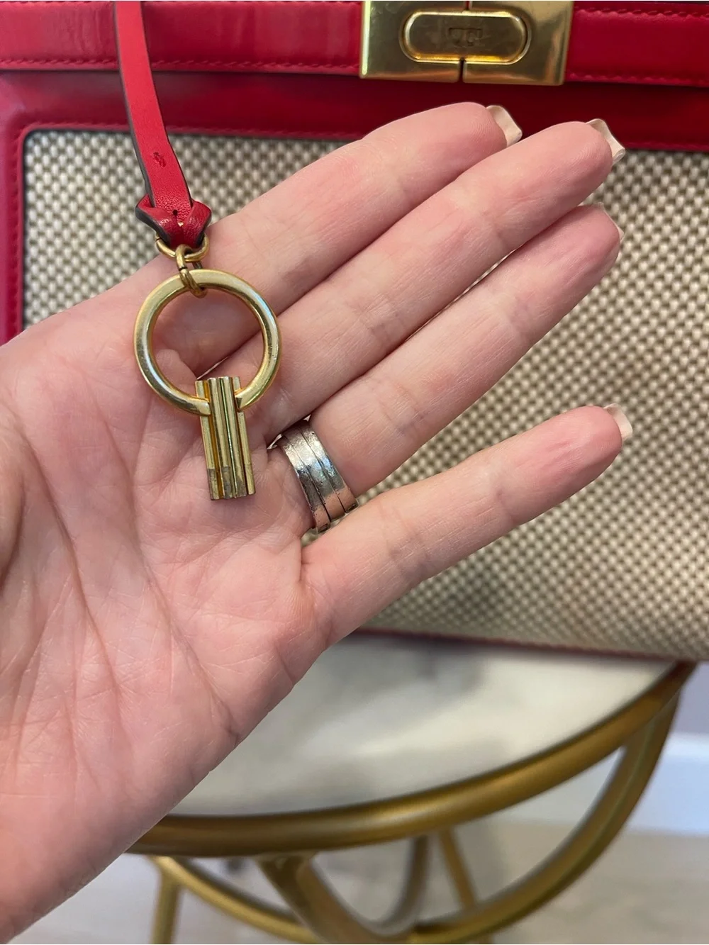 Tory Burch Radziwill Red Leather-Trim Woven Satchel - Picture 8 of 8